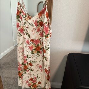 Reformation Floral Lace Dress with Pink and Orange Accents